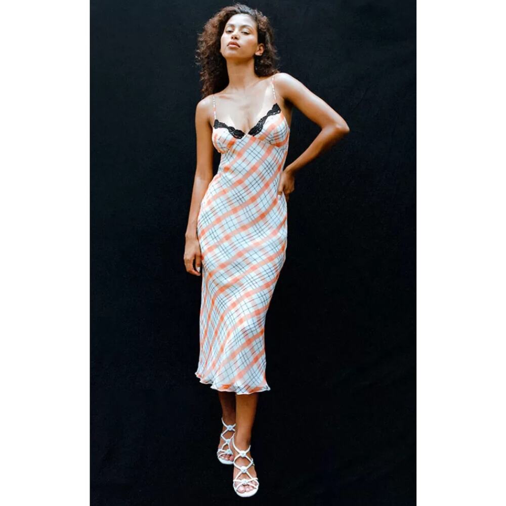 NWT REALISATION PAR The Karlie Summer Check Slip Dress Midi XL